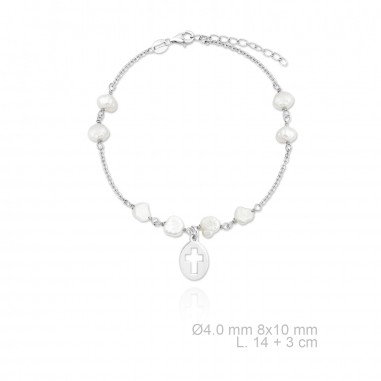 Pulseira de Prata e Pérola Natural