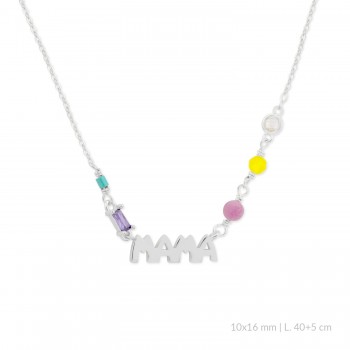 Silver necklace with cubic...