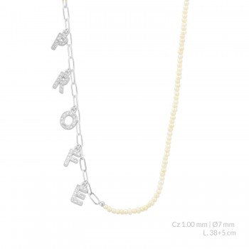Silver necklace with cubic...