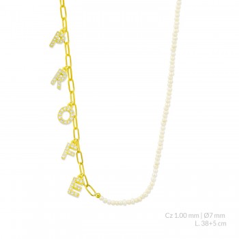 Silver necklace with cubic...