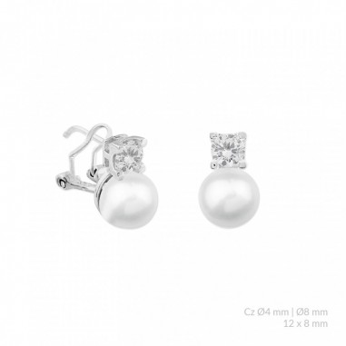 Pendientes Tu y Yo Perla/Circonita Omega