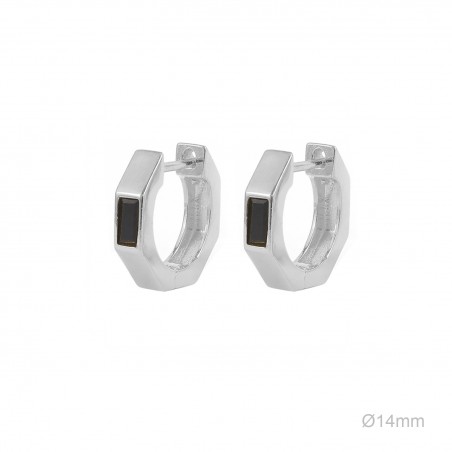 Pendientes Aro Hex Circ Negra