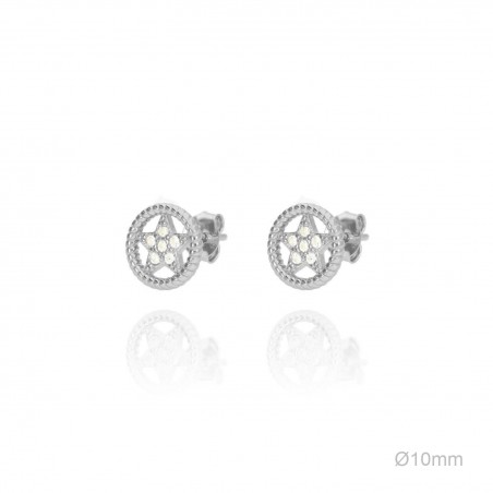 Pendientes Estrella Bisel Circ Blanca