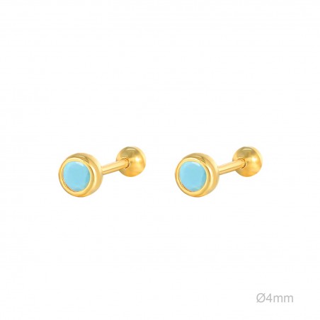 Pendientes Piercing Dorado Circ Turquesa