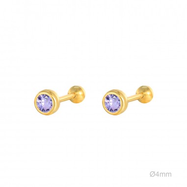 Pendientes Piercing Dorado Circ Morada