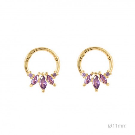 Pendientes Tragus Dorado Circ Morada