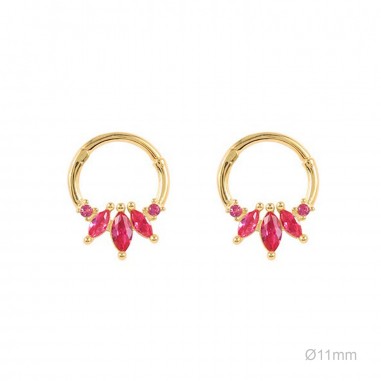 Pendientes Tragus Dorado Circ Fuxia