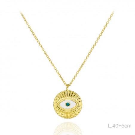 Gargantilla Dorada Redonda Ojo Esmalte