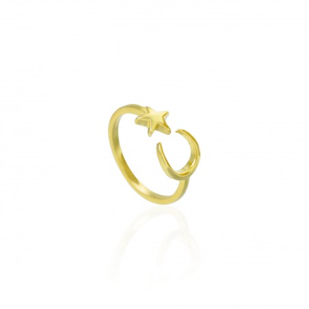 Anillo Dorado Luna Estrella Liso
