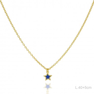 Gargantilla Dorada Estrella Esmalte Azul