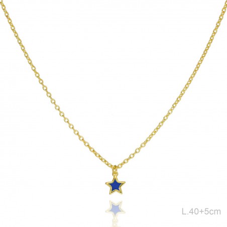 Gargantilla Dorada Estrella Esmalte Azul