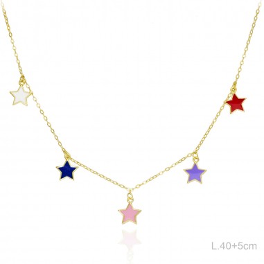 Gargantilla Dorada Estrellas Esmalte Colores
