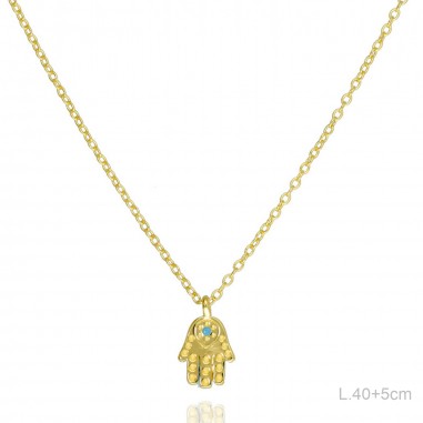 Gargantilla Dorada Mano Mini Turquesa