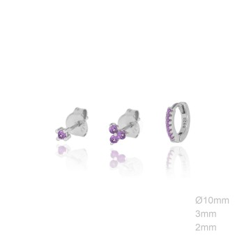 Pendientes Pack 3 Circ Morado