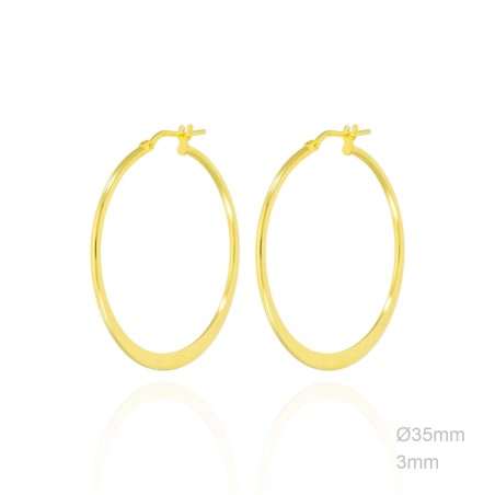 Pendientes Aro Dorado Plano Liso 30mm
