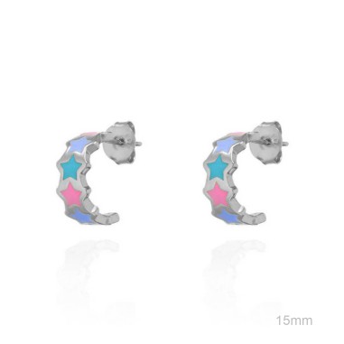 Pendientes Aro Presión Estrellas Esmalte