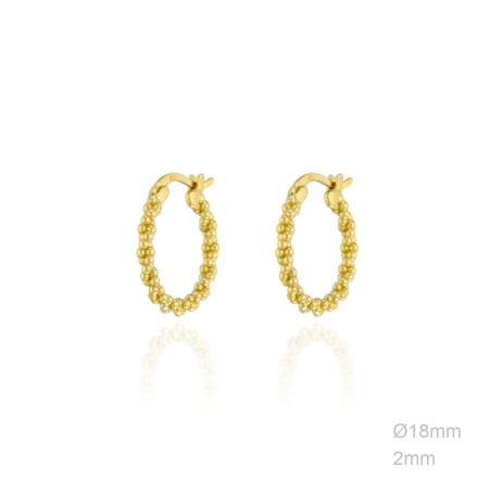 Pendientes Aro Dorado Rizado Bolitas 18mm