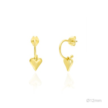Pendientes Aro Dorado Presión Corazón