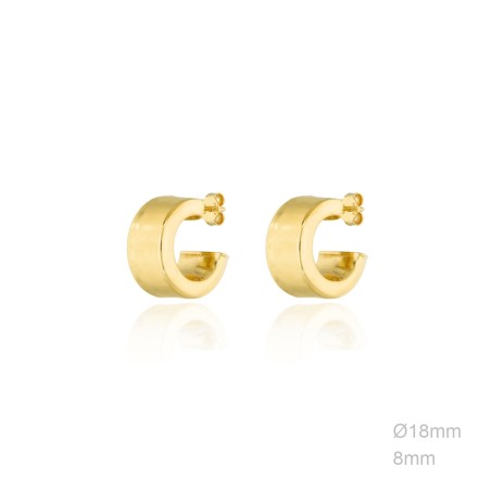 Pendientes Aro Dorado Liso Plano 18mm