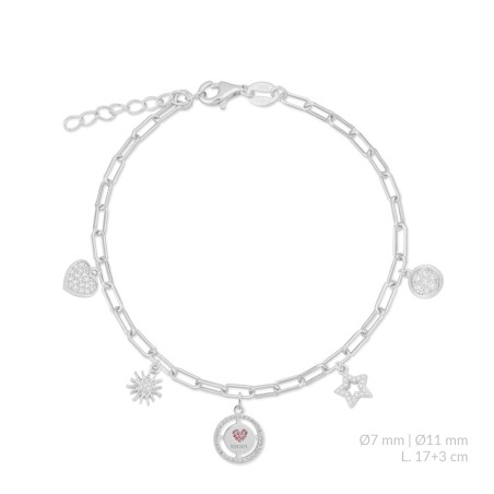 Silver bracelet with cubic zirconium