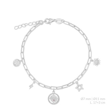 Silver bracelet with cubic zirconium