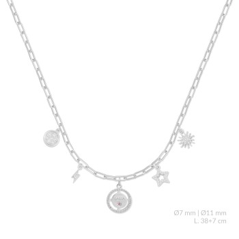 Silver necklace with cubic...