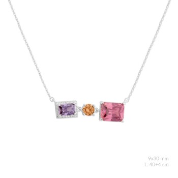 Silver necklace with cubic...