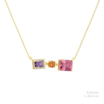 Silver necklace with cubic...