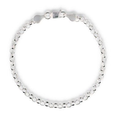 Pulsera Rolo 4mm Plata Lisa Plateada