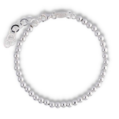 Pulsera Bolas 5mm Plata Lisa Plateada