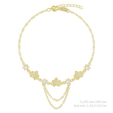 Pulseira de Prata Esterlina com zircônia