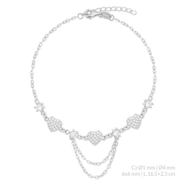 Pulseira de Prata Esterlina com zircônia