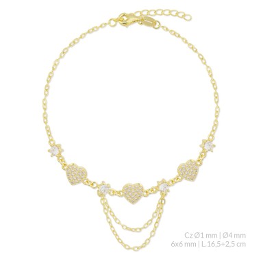 Silver bracelet with cubic zirconium