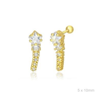 Pendientes Piercing Dorado Estrellas Circ