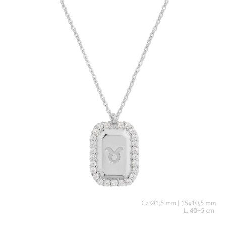 Gargantilla de Plata de Ley con circonitas | Tauro