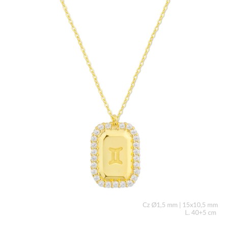 Silver necklace with cubic zirconium | Gemini