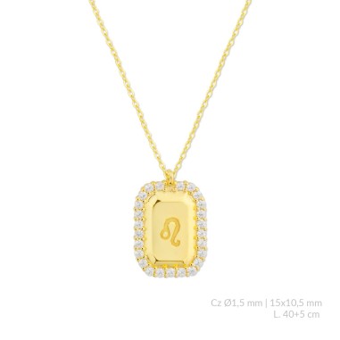 Silver necklace with cubic zirconium | Leo