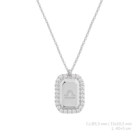 Silver necklace with cubic zirconium | Libra