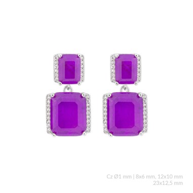 Brincos de Prata Esterlina com zircônia