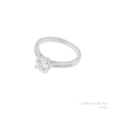 Anel de Prata Esterlina com zircônia