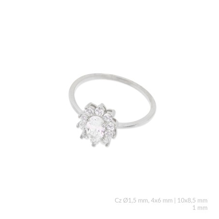 Anillo de Plata de Ley con circonitas