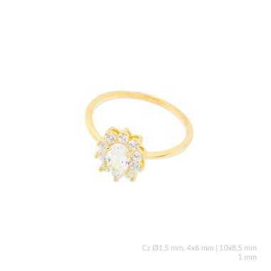 Anel de Prata Esterlina com zircônia