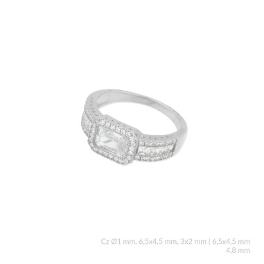 Anillo de Plata de Ley con circonitas