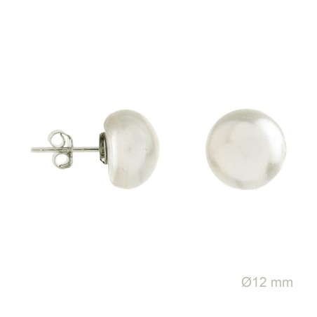 Pendientes Perla Cultivada Botón 12mm