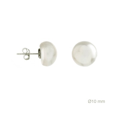 Pendientes Perla Cultivada Botón 10mm