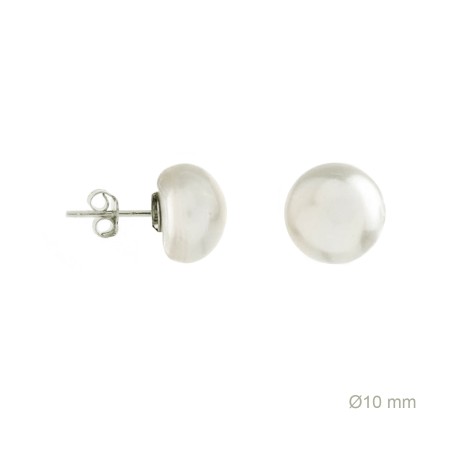 Pendientes Perla Cultivada Botón 10mm