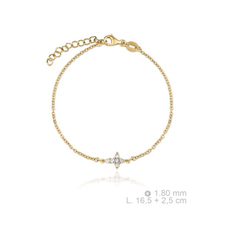 Pulseira de Perata Esterlina e Zircônia