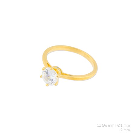 Anel de Prata Esterlina com zircônia