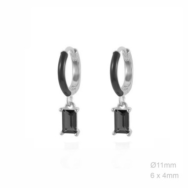 Pendientes Aro Esmalte Circ Negra