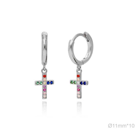Pendientes Aro Cruz Circ Color